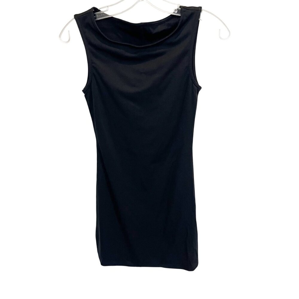 NEW Commense Black Boatneck Mini Dress Minimalist Y2K Going Out - Size XS